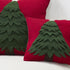 Handmade Christmas Pillow in Hand Felted Wool - Tree on Red - 20" / 14" - ARCADIA HOME